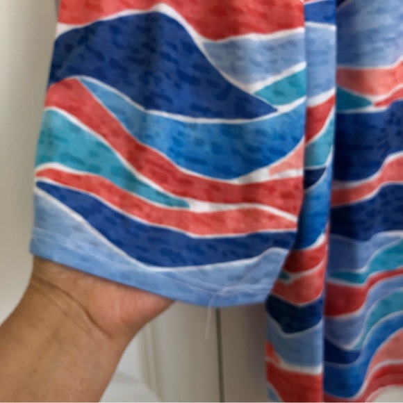 ALFRED DUNNER PLUS SIZE 3X TOP CREW NECK NEPTUNE BEACH 3/4 SLEEVE WAVES TUNIC - Picture 2 of 6